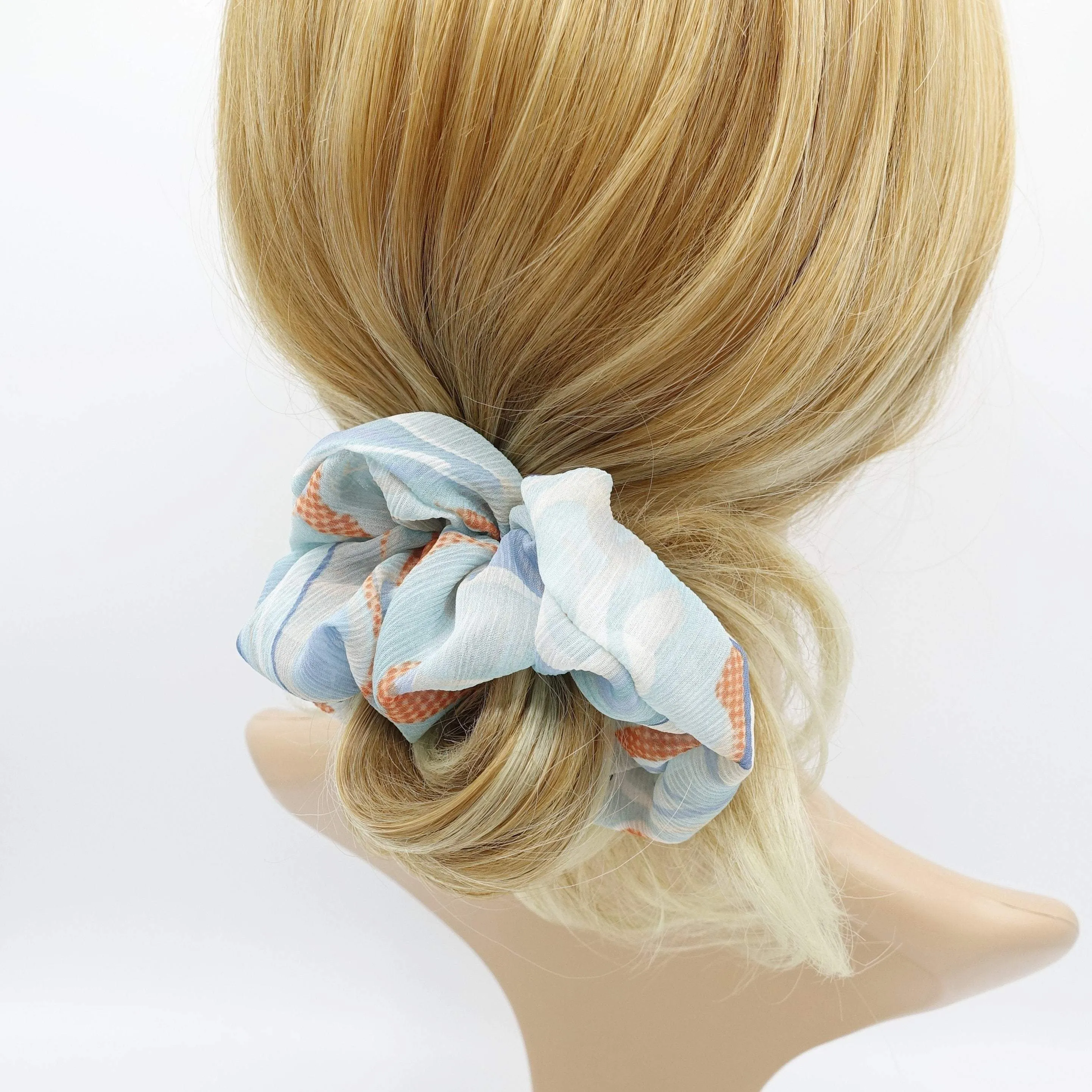 chiffon wave print scrunchies hair elastic accessory for women