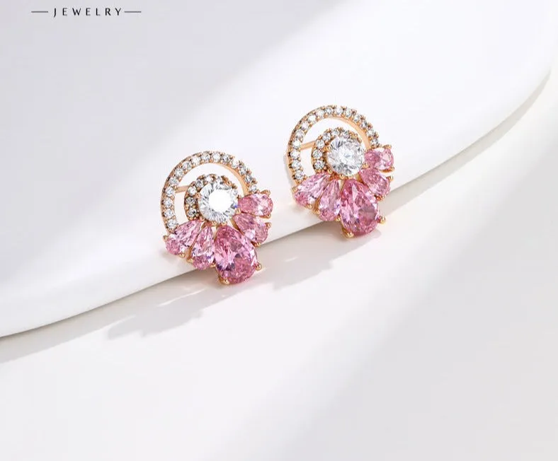 Colorful micro-studded zirconium earrings for women fashion ladies sparkling daisy earrings jewelry