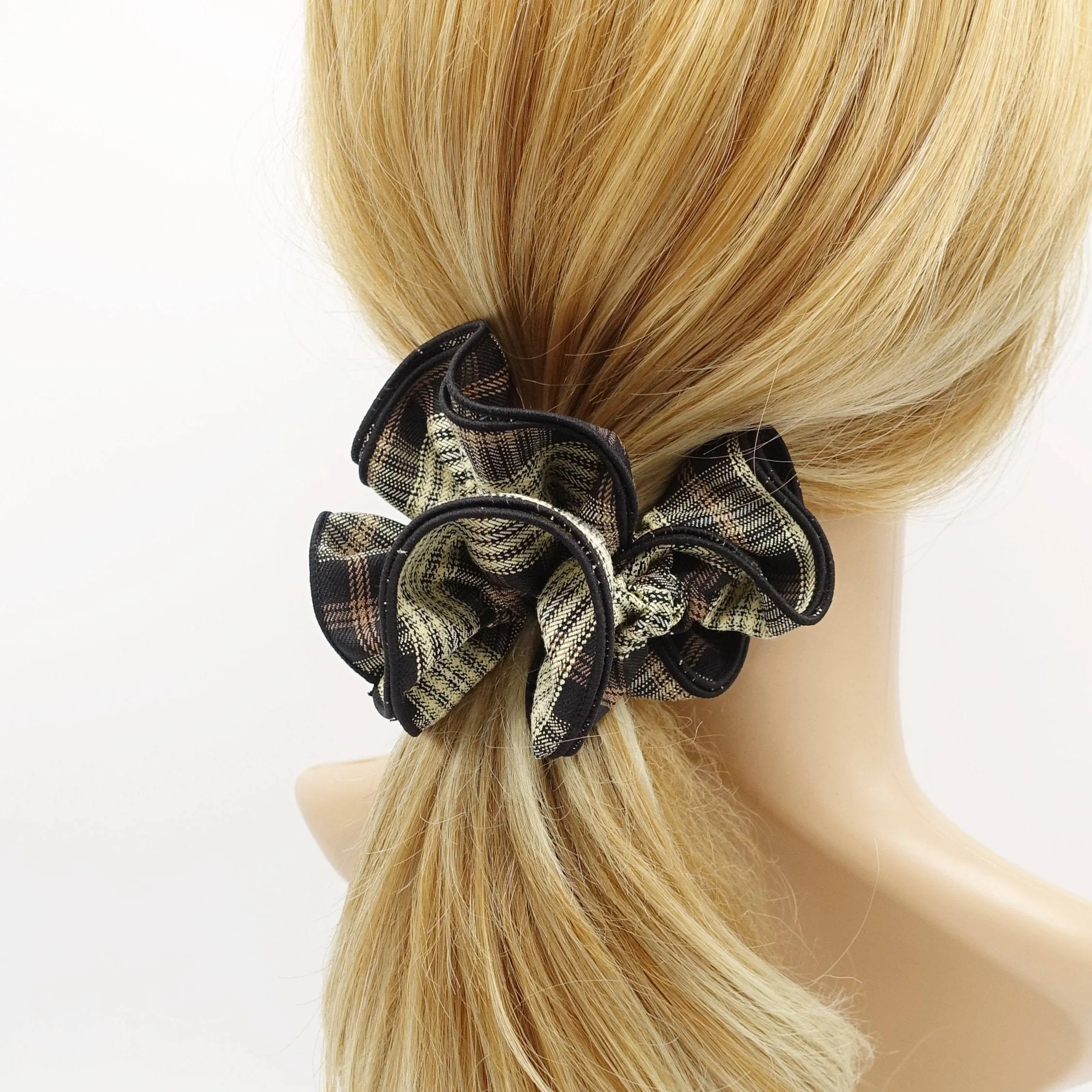 cotton plaid scrunchies medium hair elastic accessory