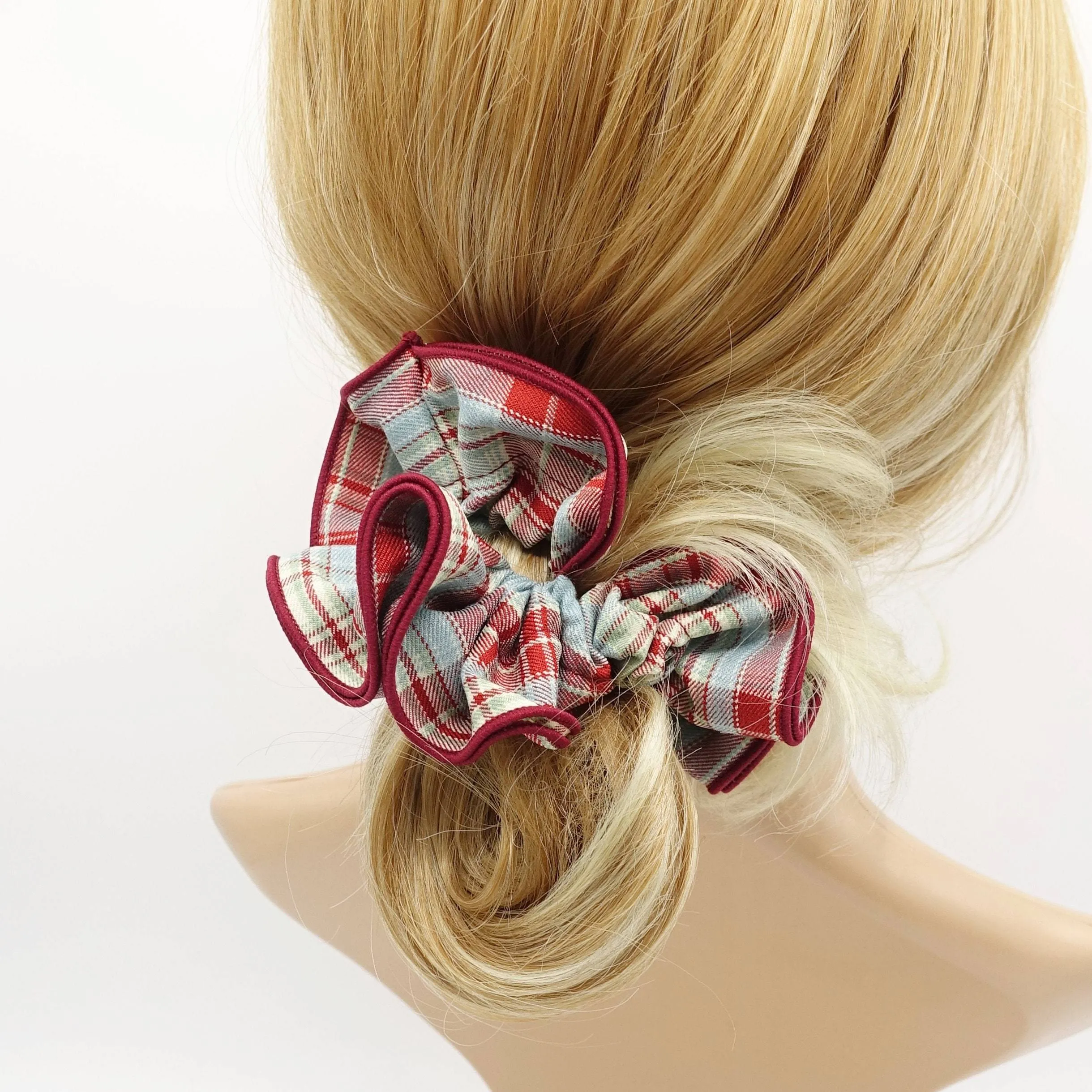 cotton plaid scrunchies medium hair elastic accessory