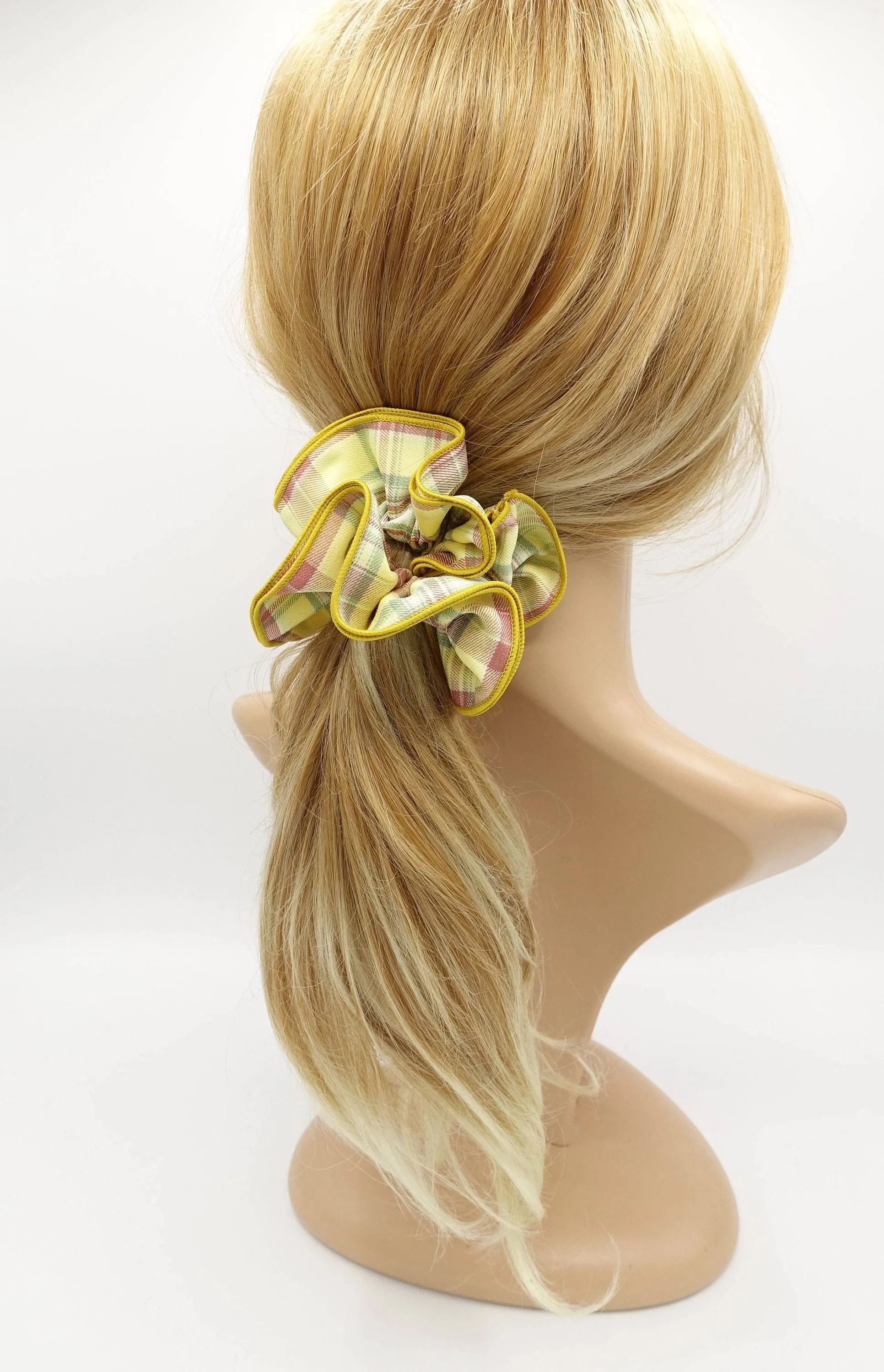 cotton plaid scrunchies medium hair elastic accessory