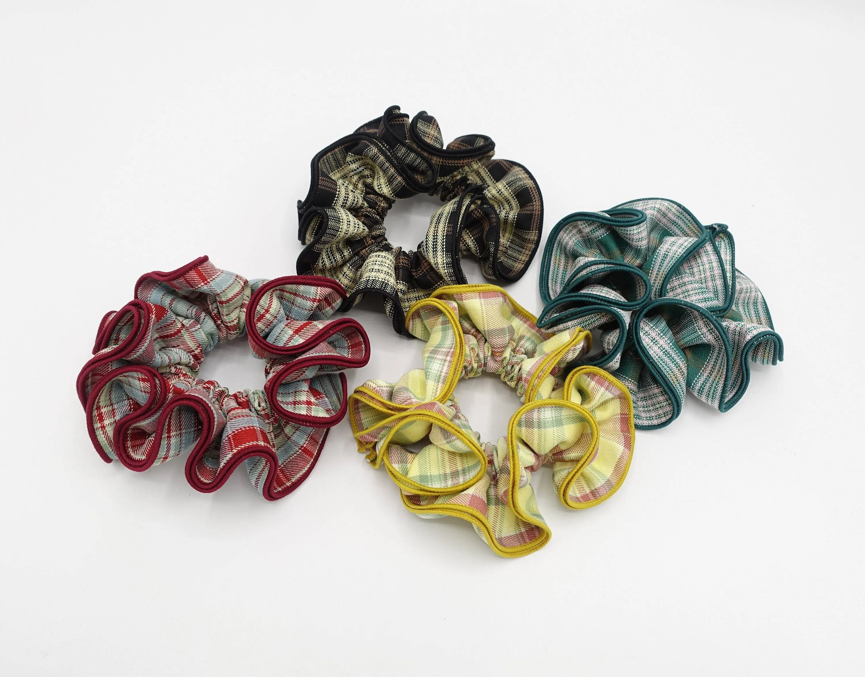 cotton plaid scrunchies medium hair elastic accessory