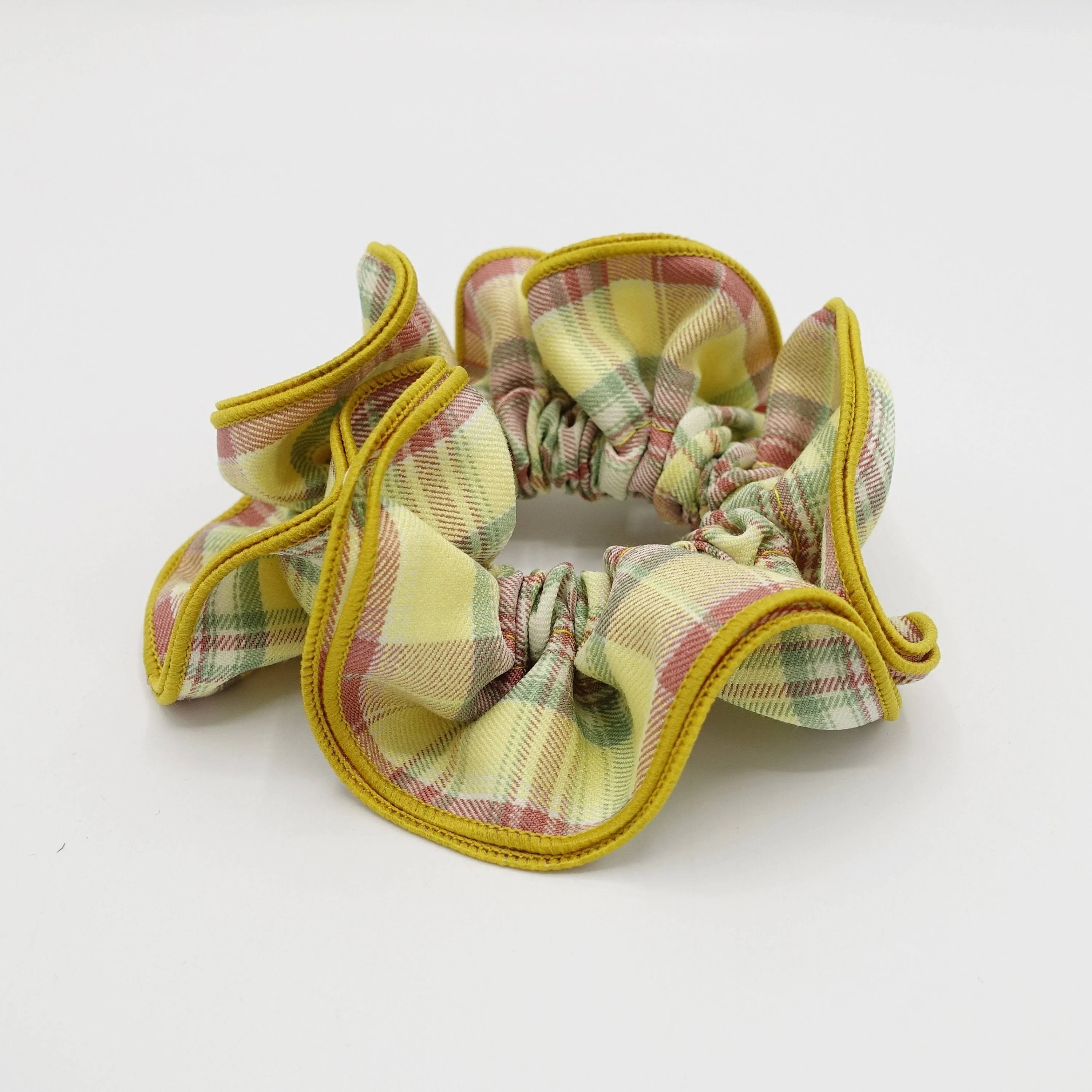 cotton plaid scrunchies medium hair elastic accessory