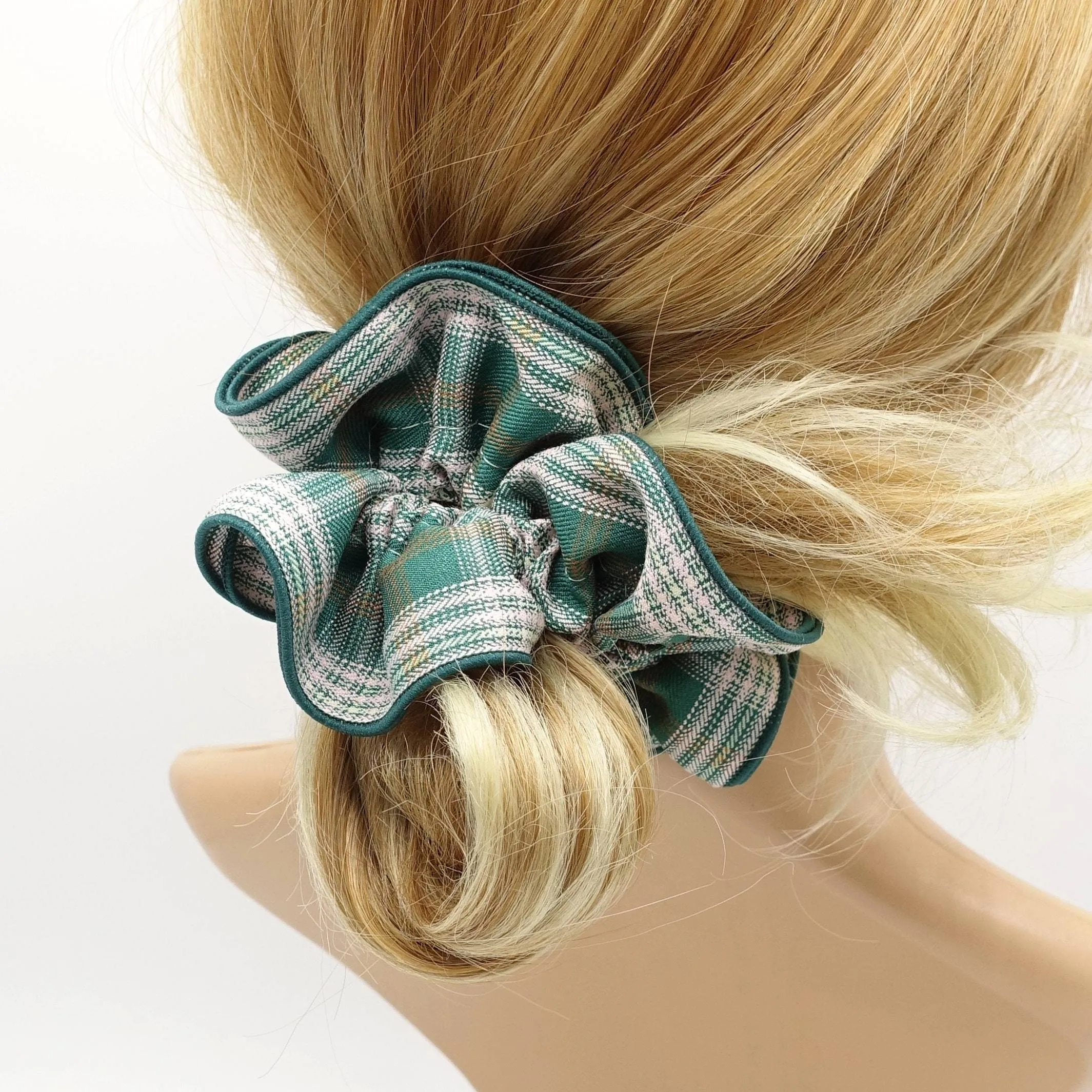 cotton plaid scrunchies medium hair elastic accessory