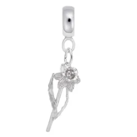 Daffodil Charm Dangle Bead In Sterling Silver