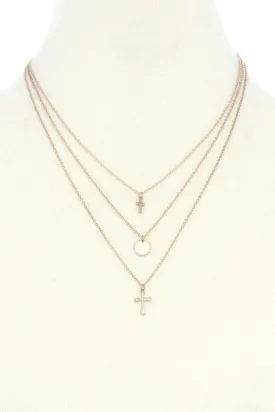 Dainty Cross Charm Layered Necklace