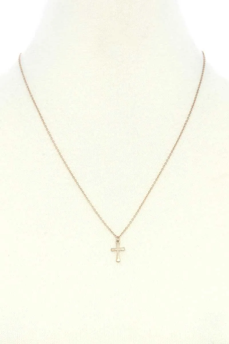 Dainty Cross Charm Layered Necklace