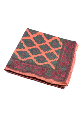 Dark Bronze Diamond & Paisley Madder Silk Pocket Square