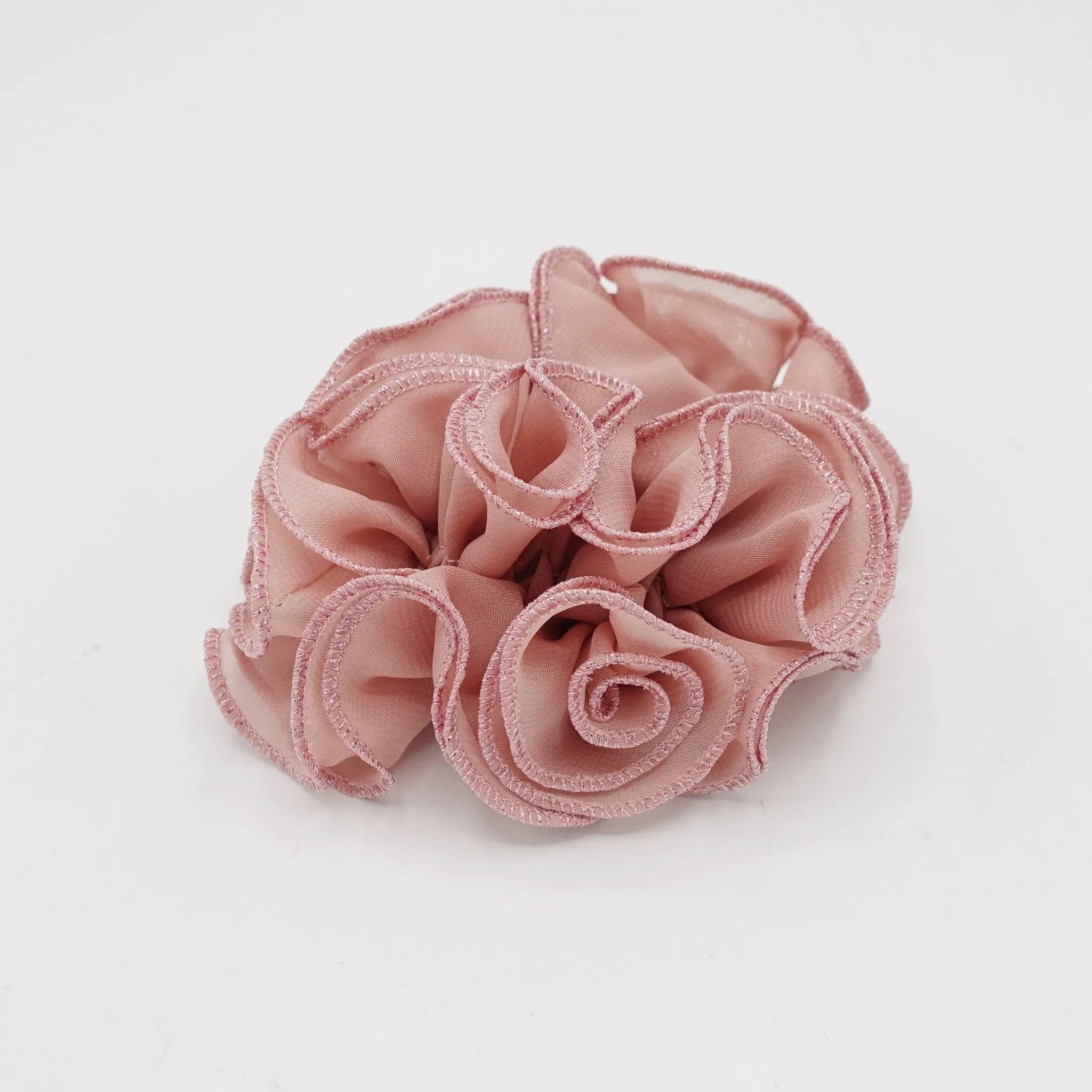 dazzling edge chiffon ruffle flower scrunchies pretty hair scrunchie for woman