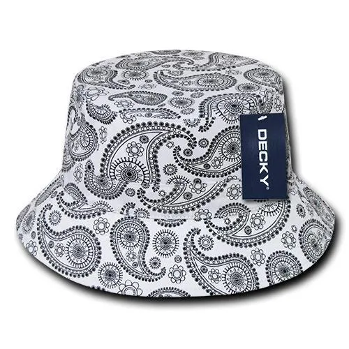 Decky 459 - Relaxed Paisley Bucket Hat, Bandana Pattern Bucket Cap - CASE Pricing