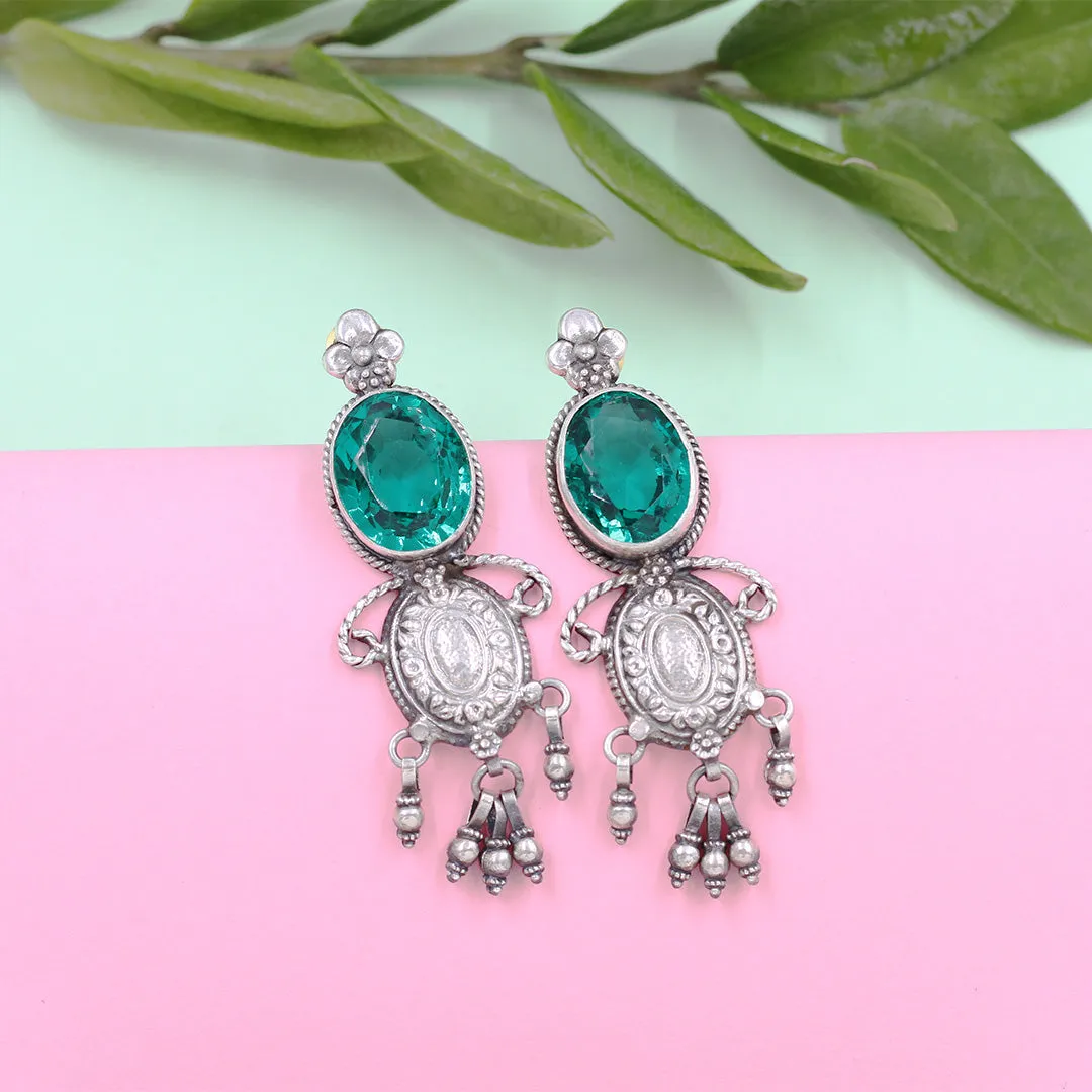 Delicate Silver Earrings Adorned with Vibrant Hydro Gemstones