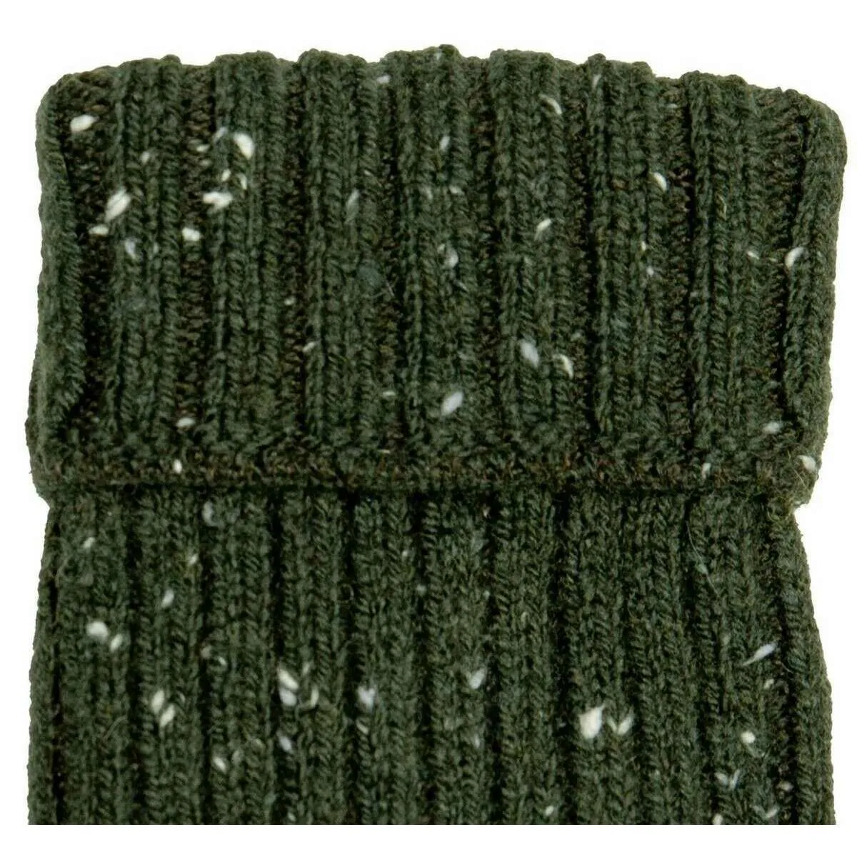 Dents Marl Yarn Half Finger Gloves - Olive Green