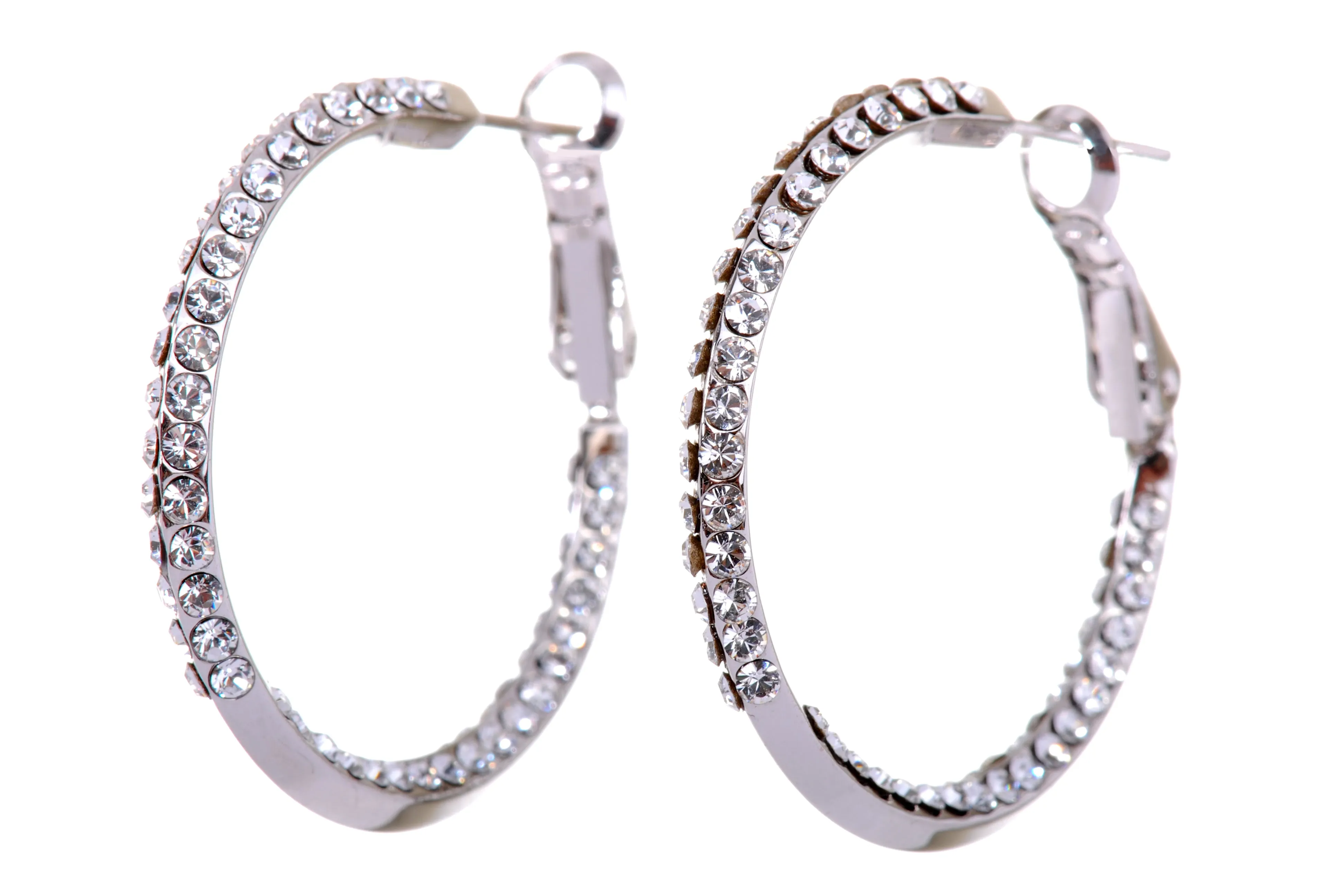 E7211 Swarovski Elements Crystal 1 3/16" Hoop Earrings