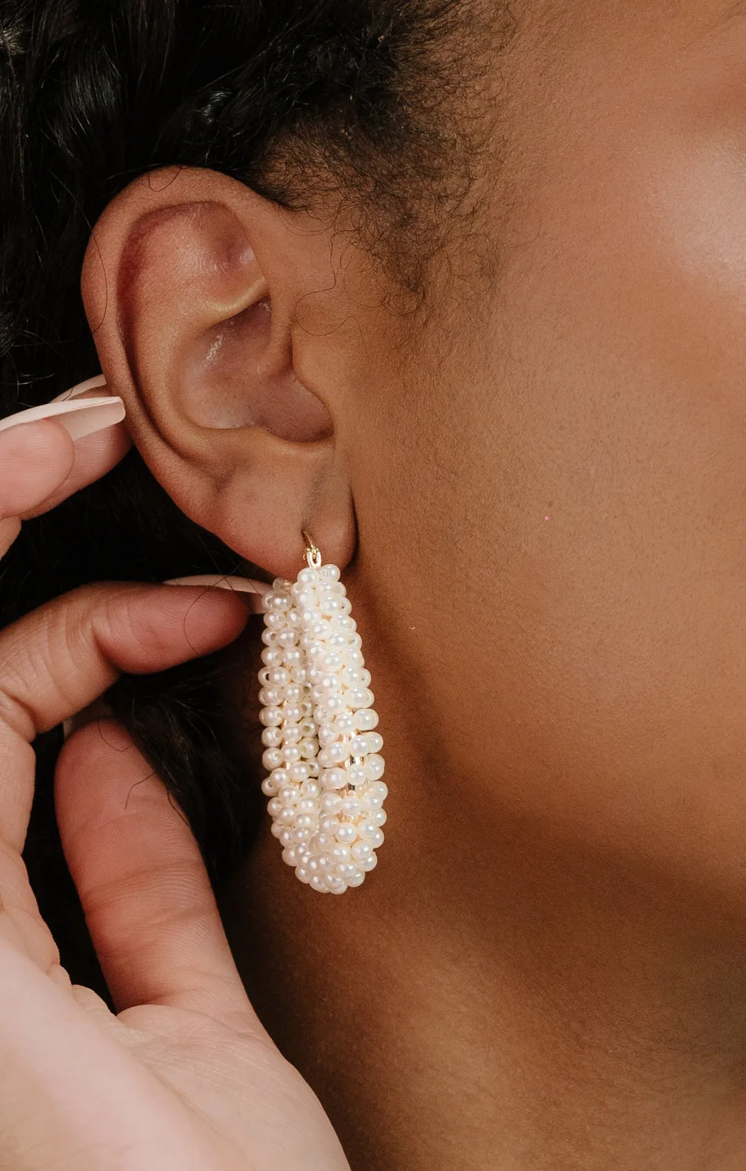 Ettika Pearl Wrapped Hoop Earrings ~ Pearl