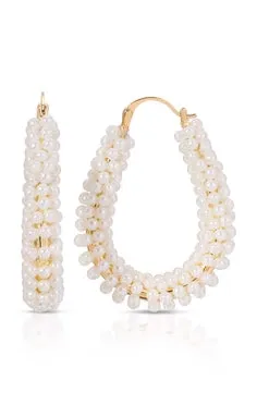 Ettika Pearl Wrapped Hoop Earrings ~ Pearl