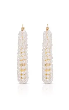 Ettika Pearl Wrapped Hoop Earrings ~ Pearl