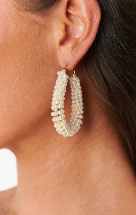 Ettika Pearl Wrapped Hoop Earrings ~ Pearl