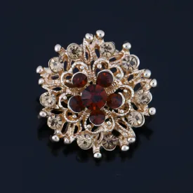 Factory Direct Sale Colored Crystal Small Cute Flower Design Brooch Pins for Women in 12 assorted