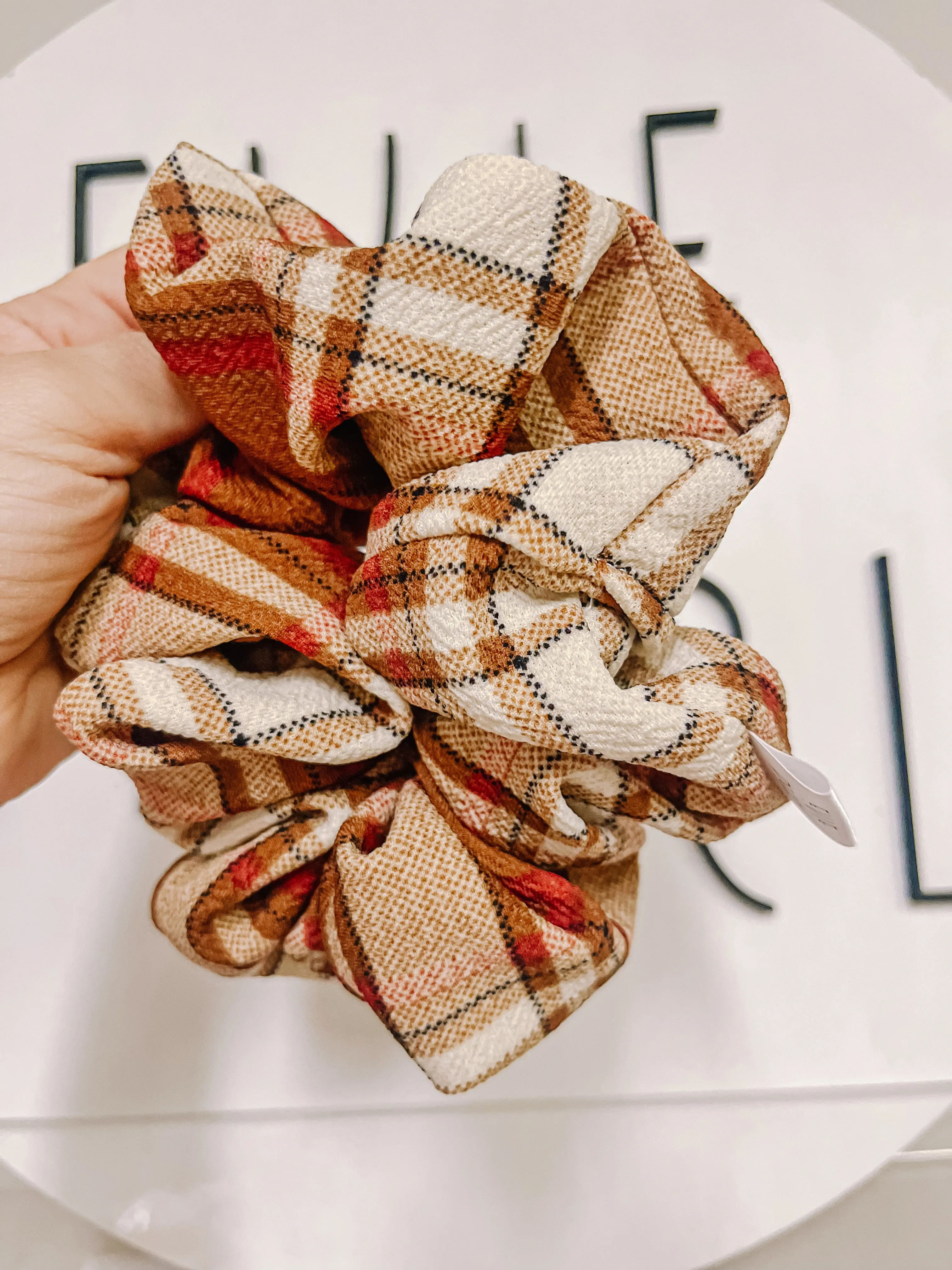 Fall Plaid Oversized Scrunchy