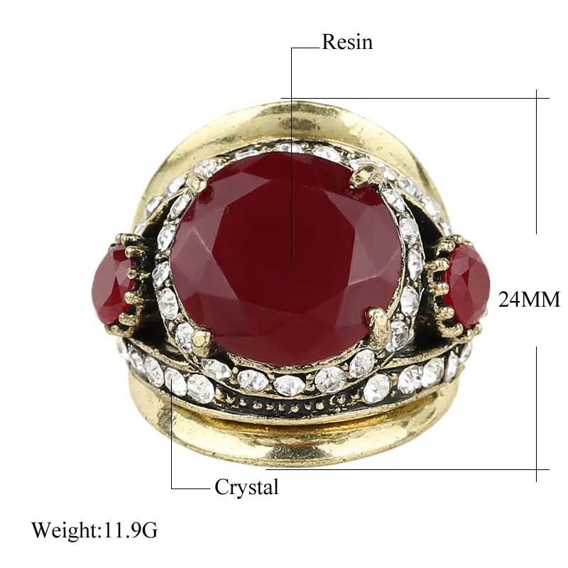 Fashion Sapphire Ring Vintage Look Inlay Crystal For Women Gift Turkey Jewellery