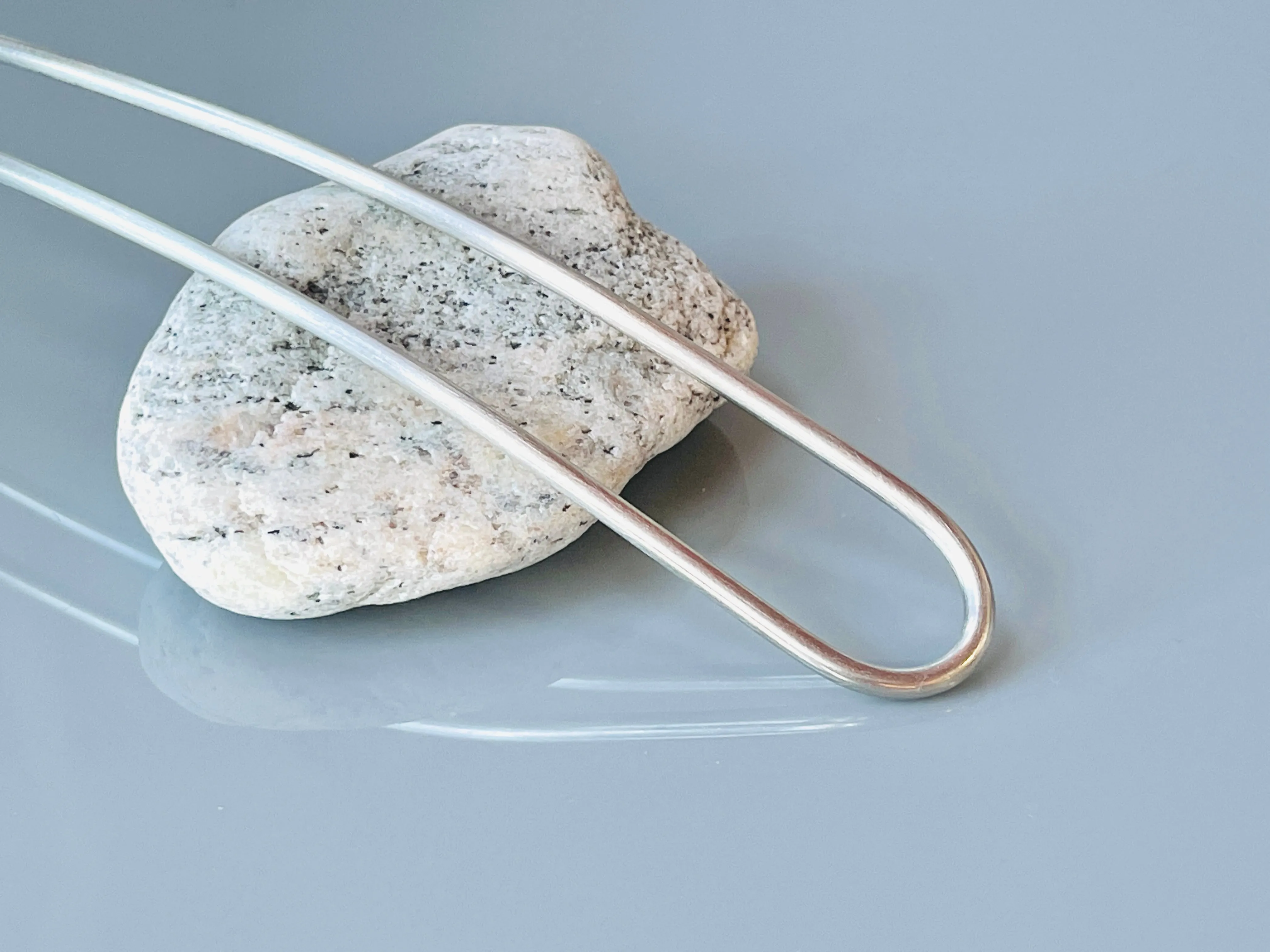 Featherweight Silver Metal Hair Pin, Minimalist Modern hair pins