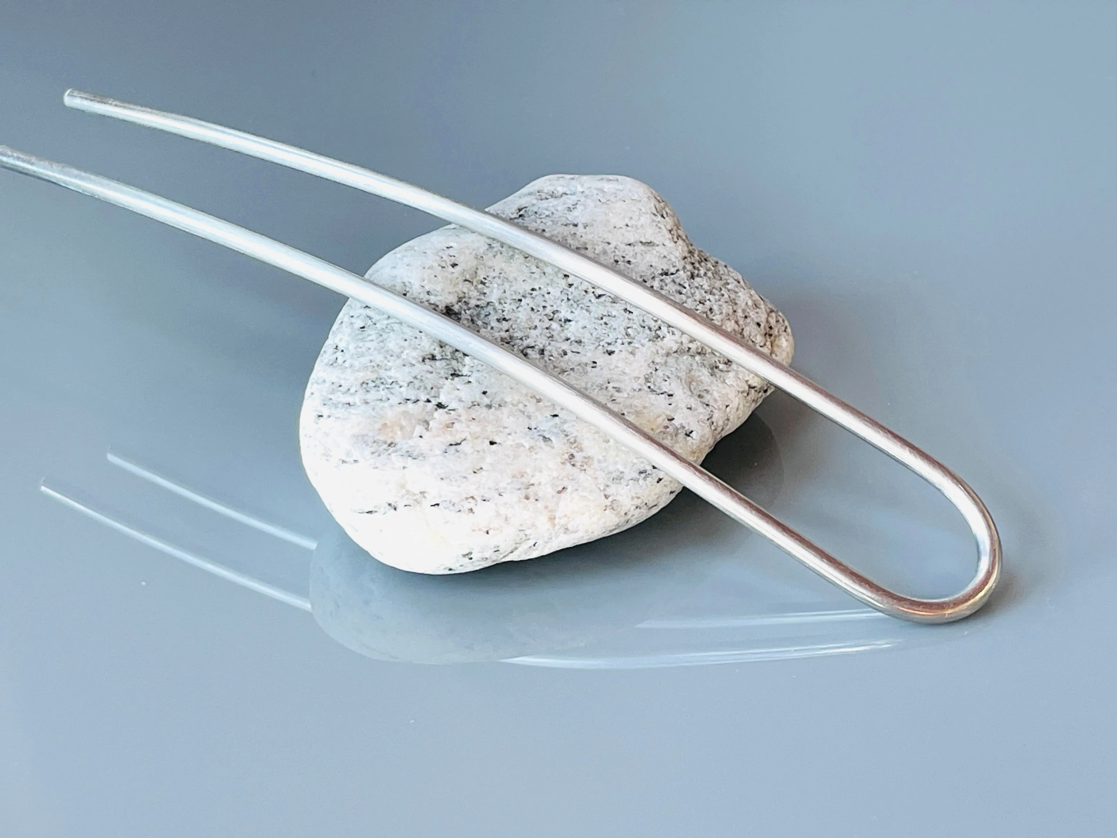 Featherweight Silver Metal Hair Pin, Minimalist Modern hair pins