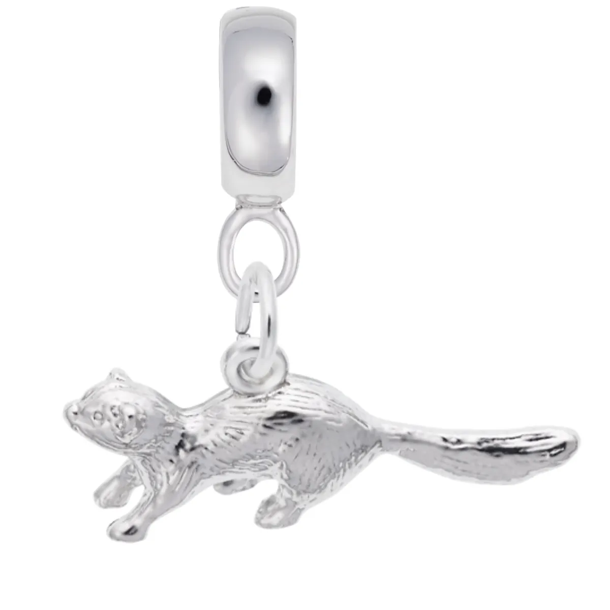 Ferret Charm Dangle Bead In Sterling Silver