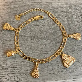 Figaro Buda Charm Bracelet