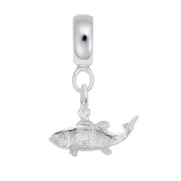 Fish Charm Dangle Bead In Sterling Silver