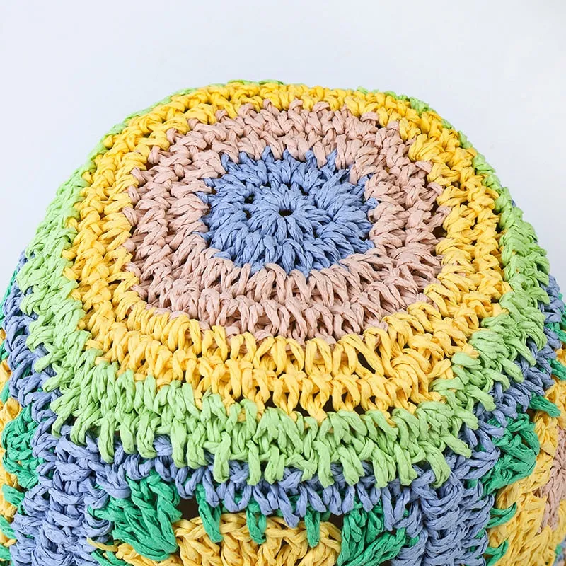 Floral Crochet Straw Bucket Hats - 11 Colors