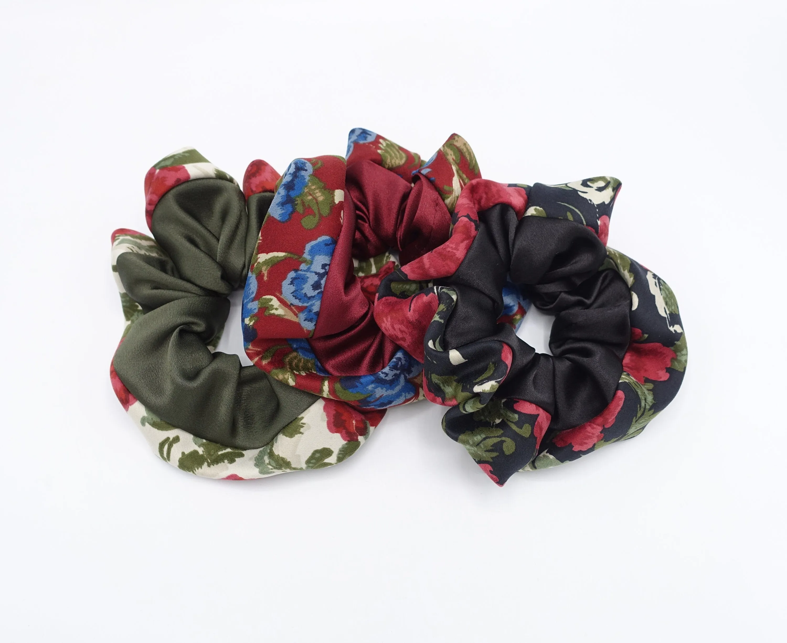 floral scrunchies, satin scrunchies for women