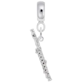 Flute Charm Dangle Bead In Sterling Silver