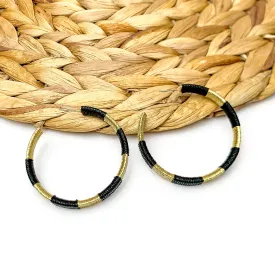 Game Day Glam Colored Hoop Earrings in Black and Gold