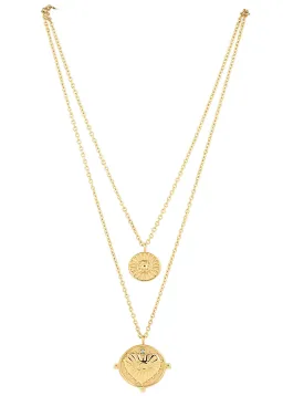 Gigi Double Coin Necklace, Gold