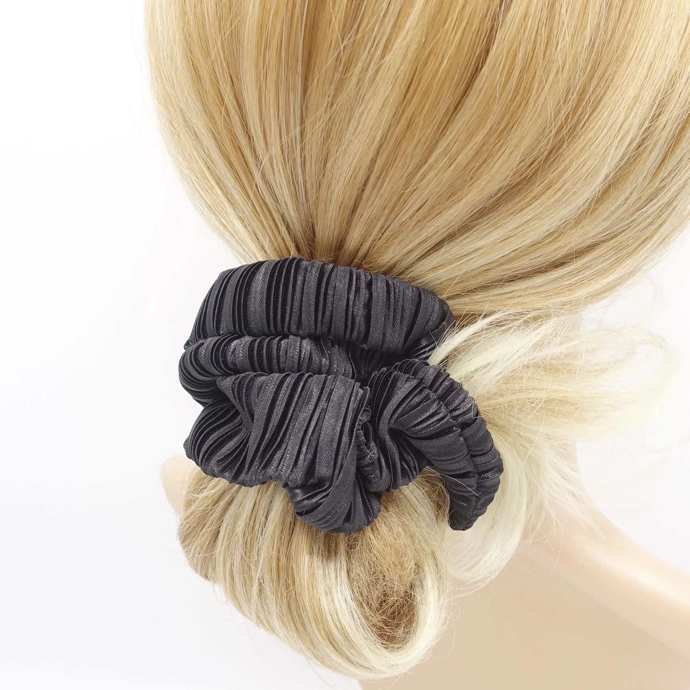 glossy pleated scrunchies, medium scrunchies for women