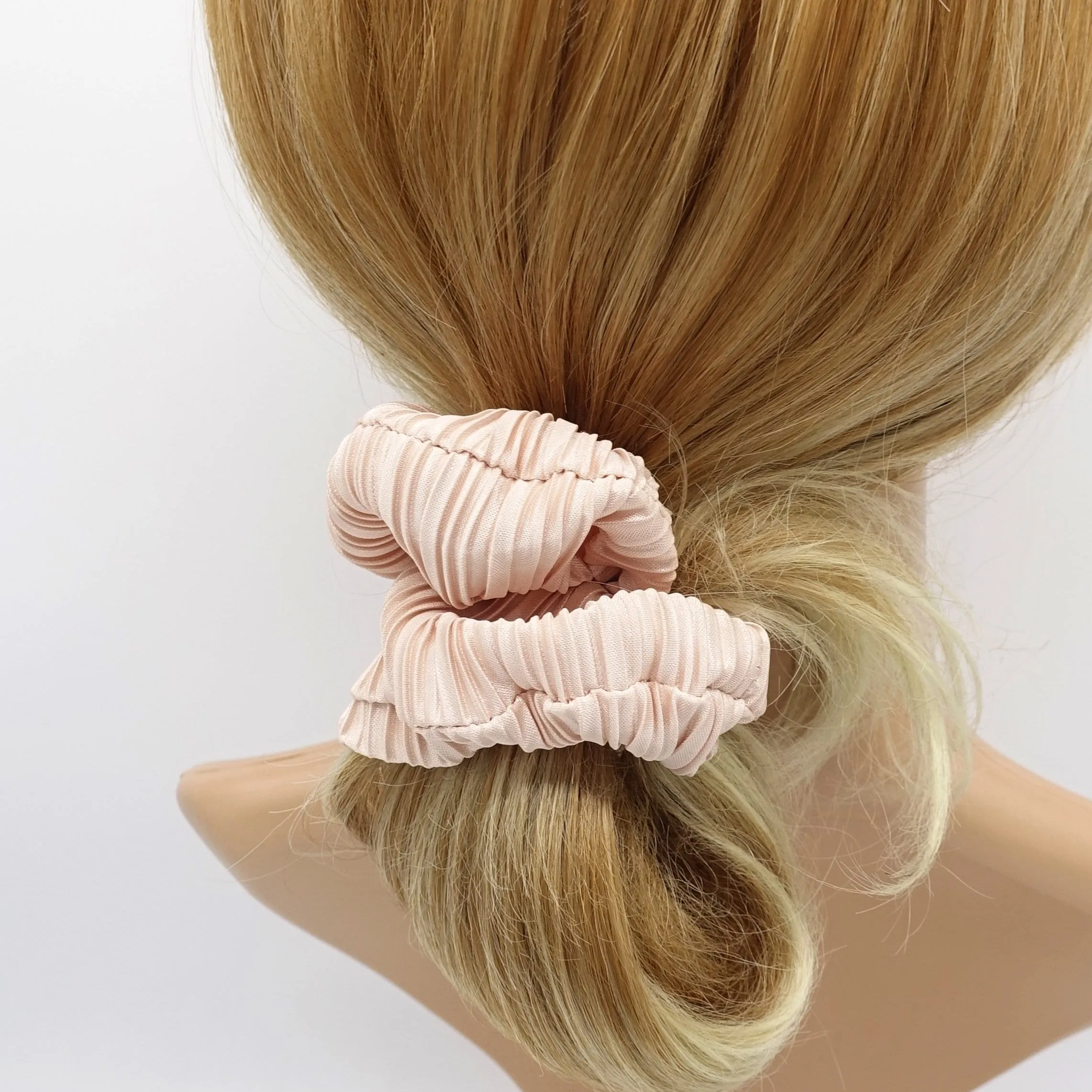 glossy pleated scrunchies, medium scrunchies for women