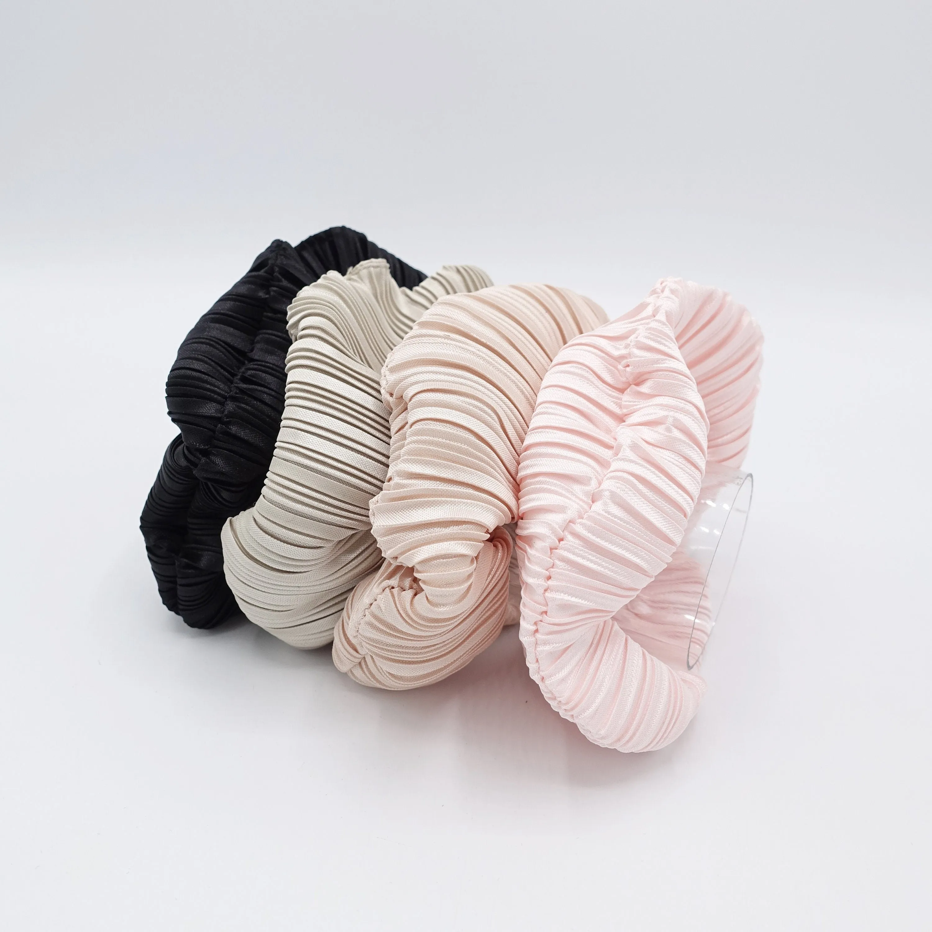 glossy pleated scrunchies, medium scrunchies for women