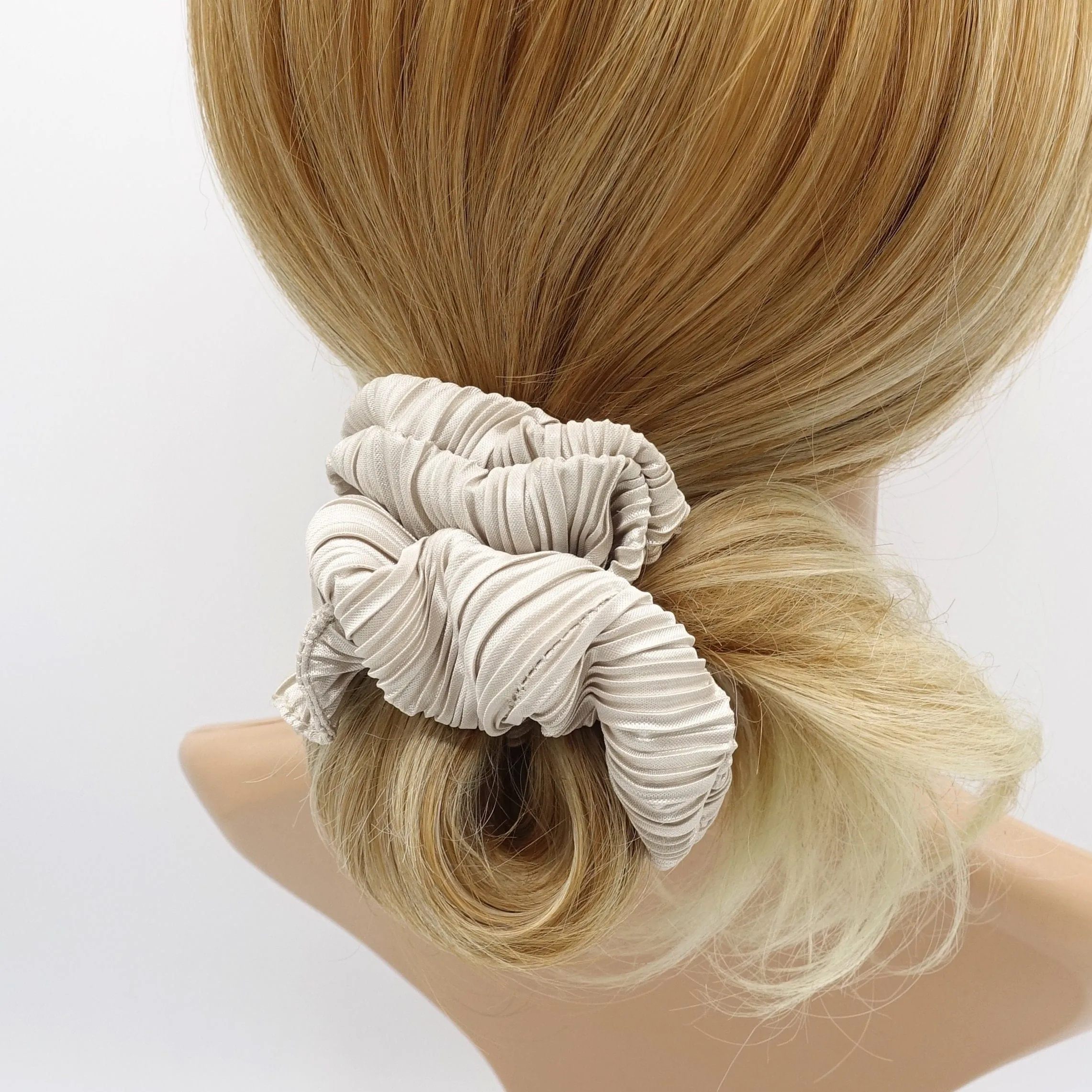 glossy pleated scrunchies, medium scrunchies for women