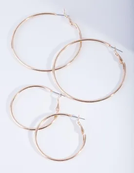 Gold Double Size Hoop Earring Pack