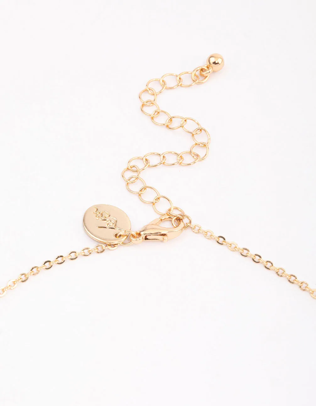 Gold Heart Drop Chain Diamante Necklace