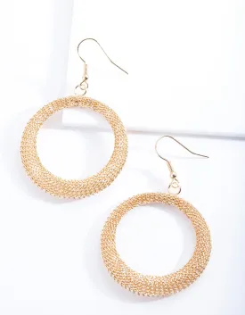 Gold Mesh Circle Earrings