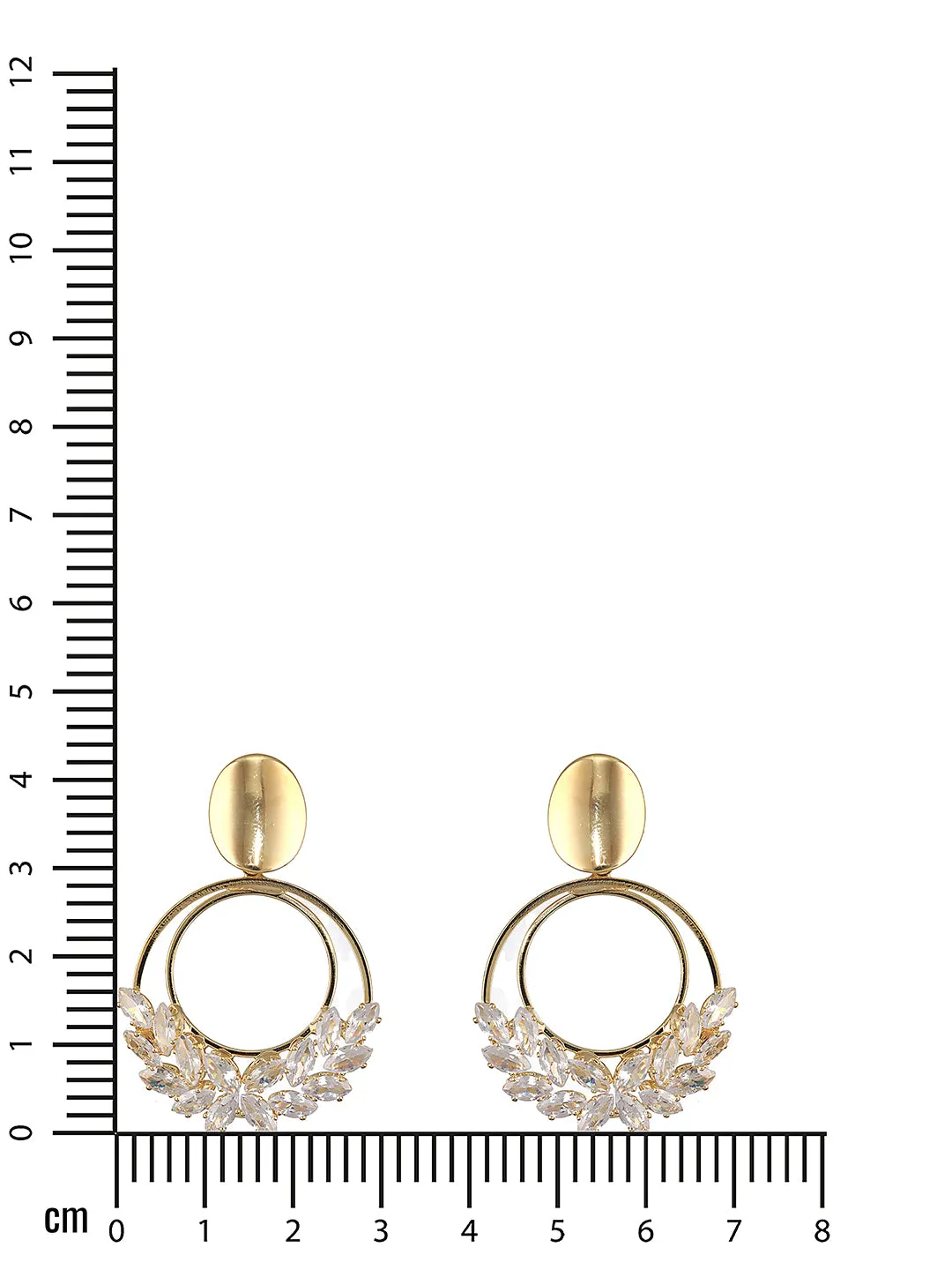 Gold-Plated & Crystal Studded Geometric Drop Earrings