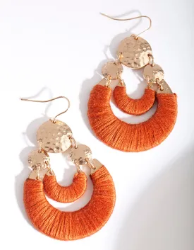 Gold Thread Wrap Drop Earrings