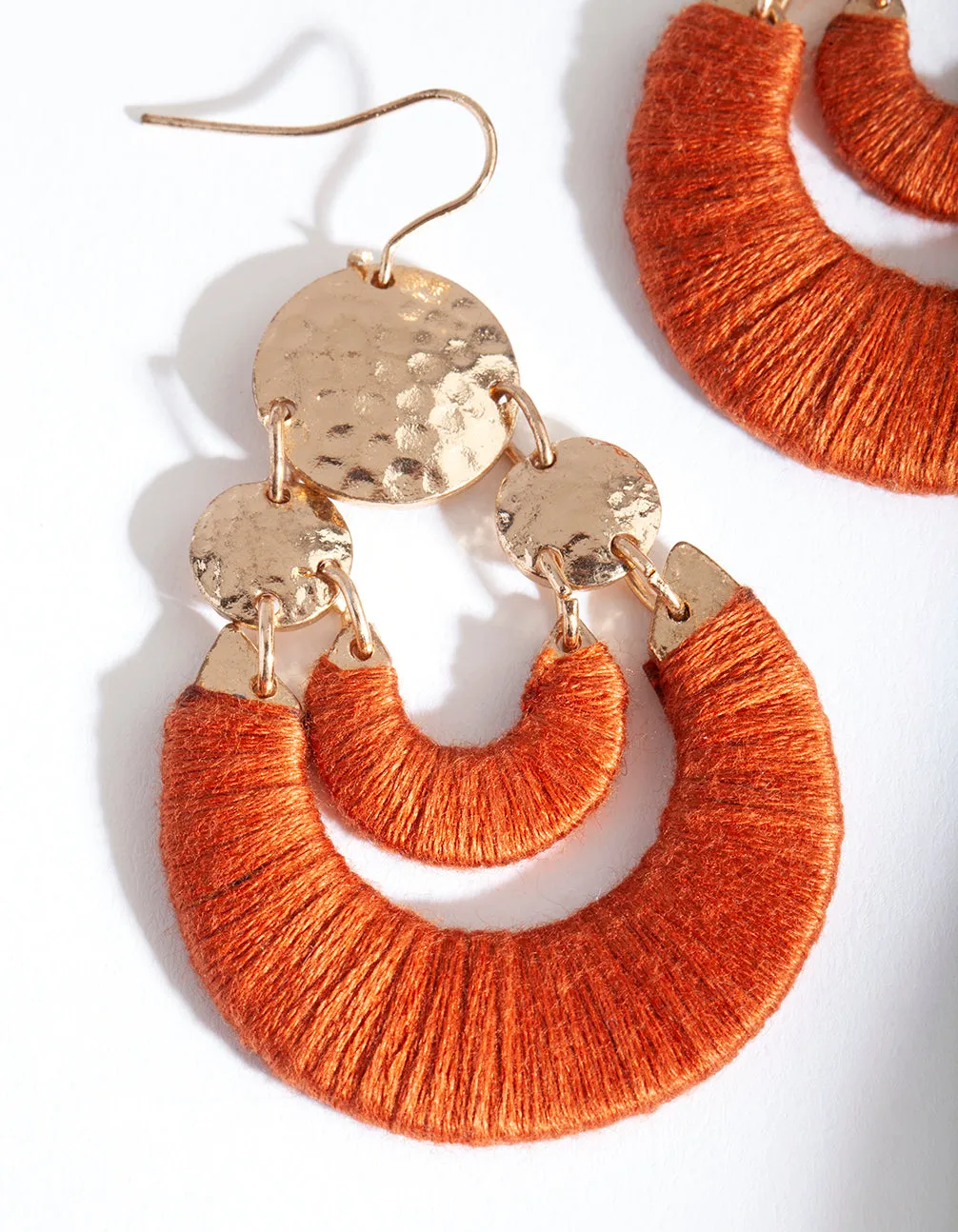 Gold Thread Wrap Drop Earrings