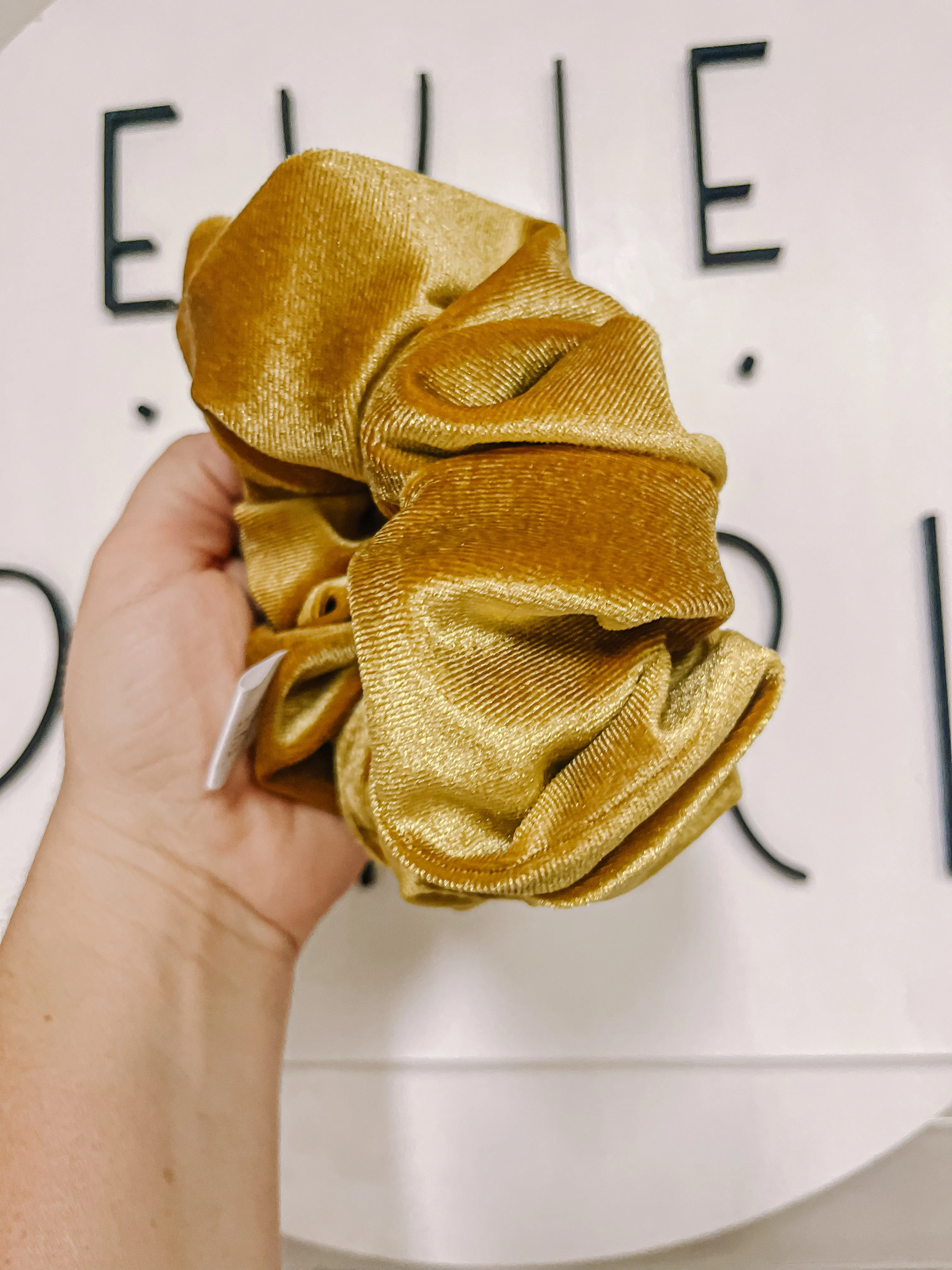 Gold Velvet Oversized Scrunchy