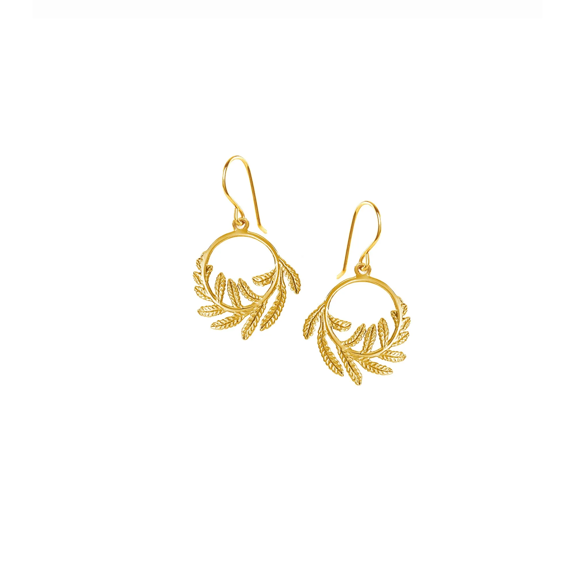 Gold Wee Fern Hoop Earrings