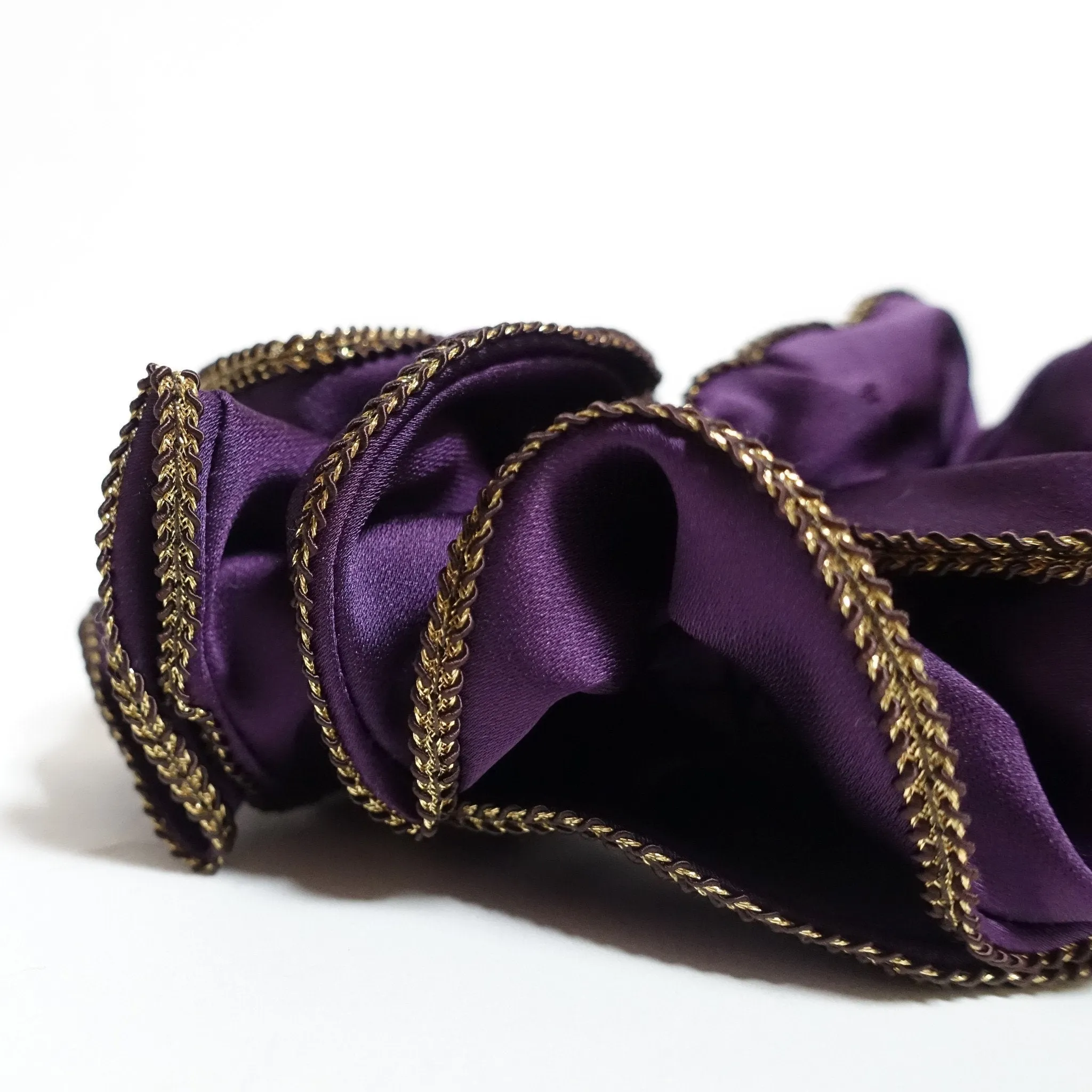 Golden Thread Trim Satin Hair Elastic Hair Ties Women Hair Scrunchies