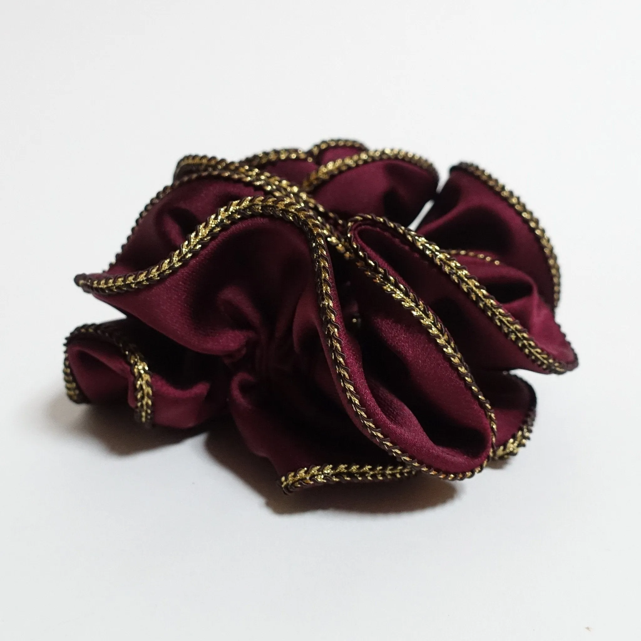 Golden Thread Trim Satin Hair Elastic Hair Ties Women Hair Scrunchies