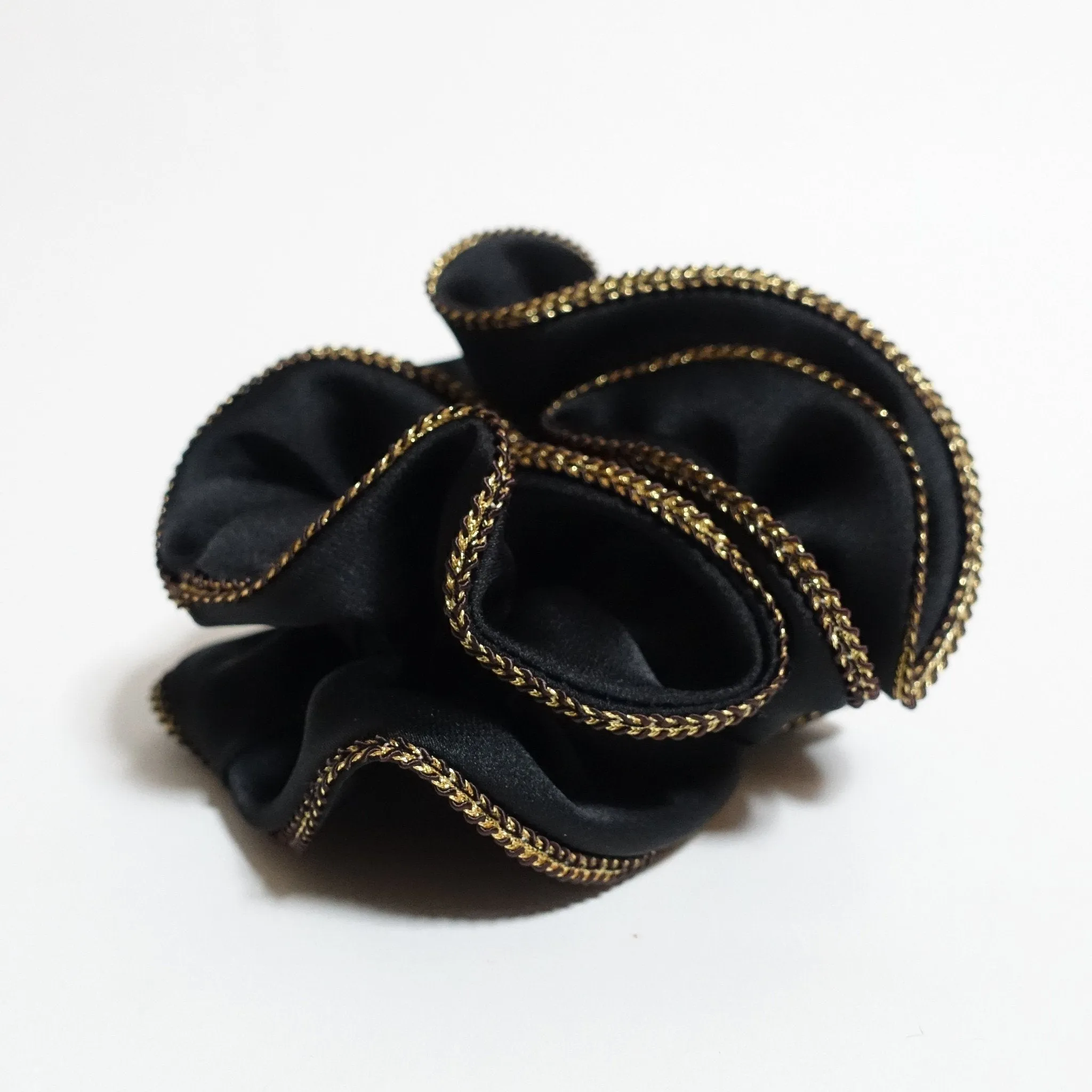 Golden Thread Trim Satin Hair Elastic Hair Ties Women Hair Scrunchies