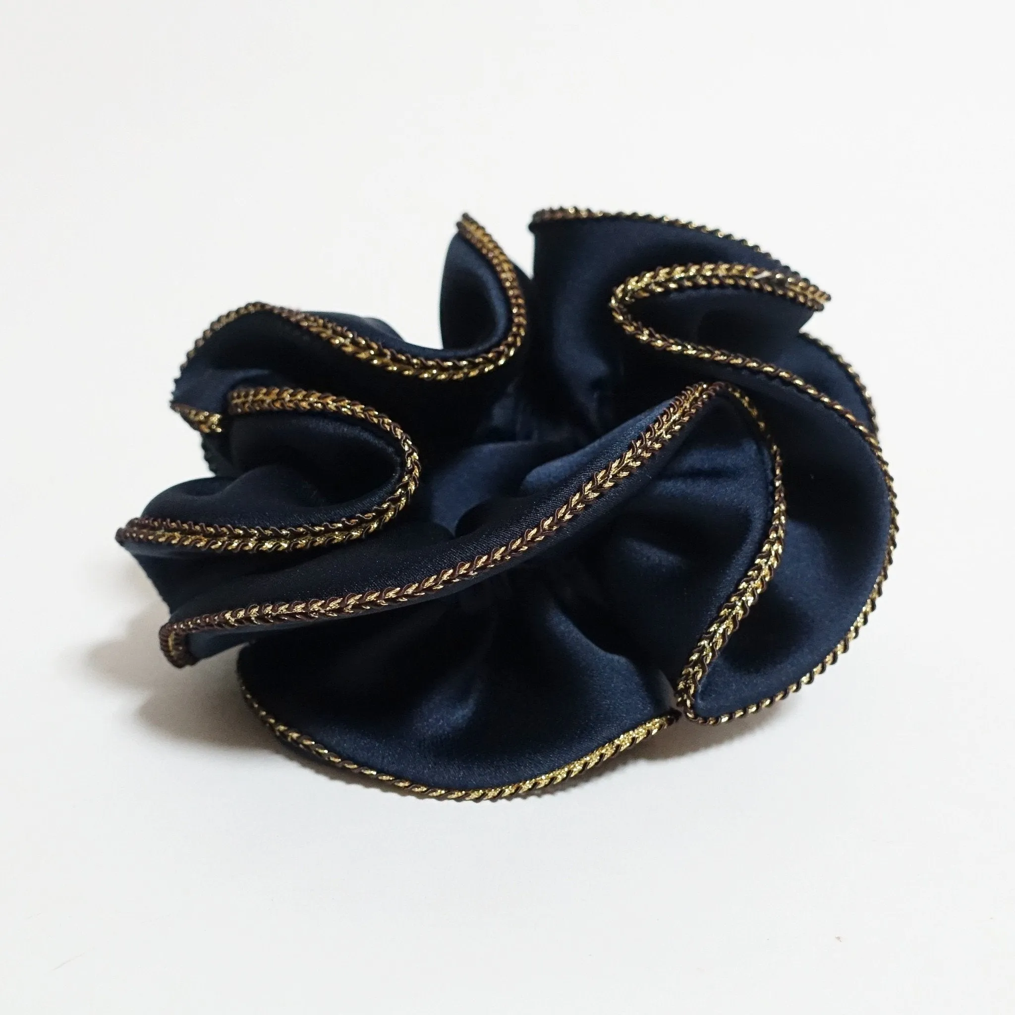 Golden Thread Trim Satin Hair Elastic Hair Ties Women Hair Scrunchies